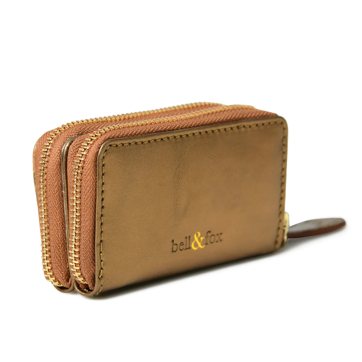 AVA Mini Double Zip Metallic Leather Purse