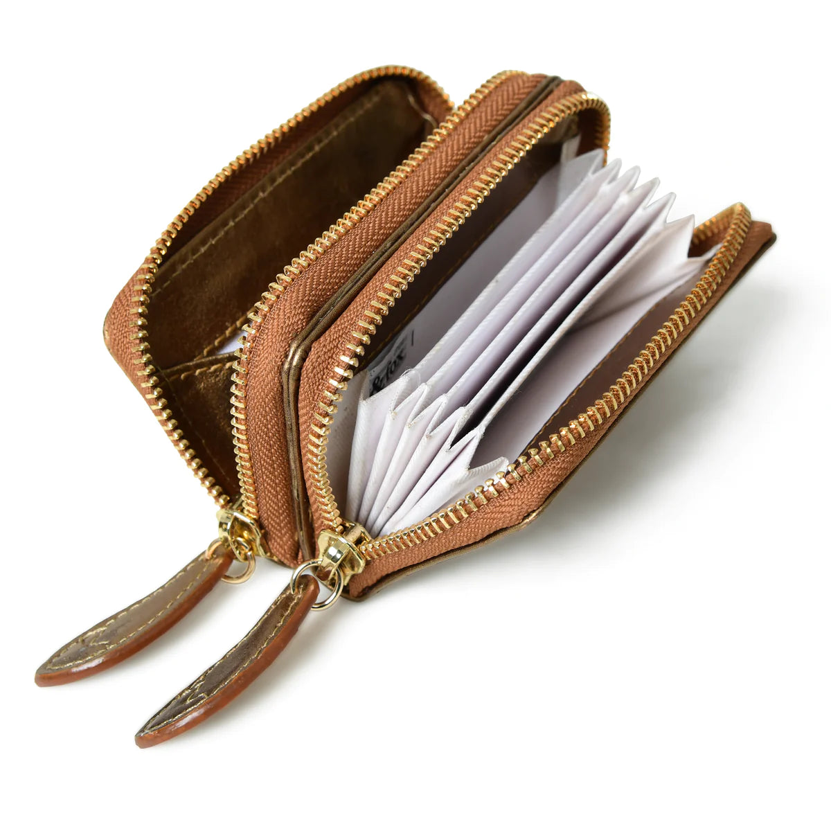 AVA Mini Double Zip Metallic Leather Purse