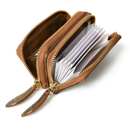 AVA Mini Double Zip Metallic Leather Purse