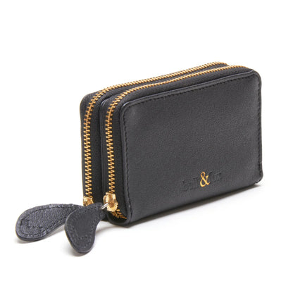 AVA Mini Double Zip Metallic Leather Purse