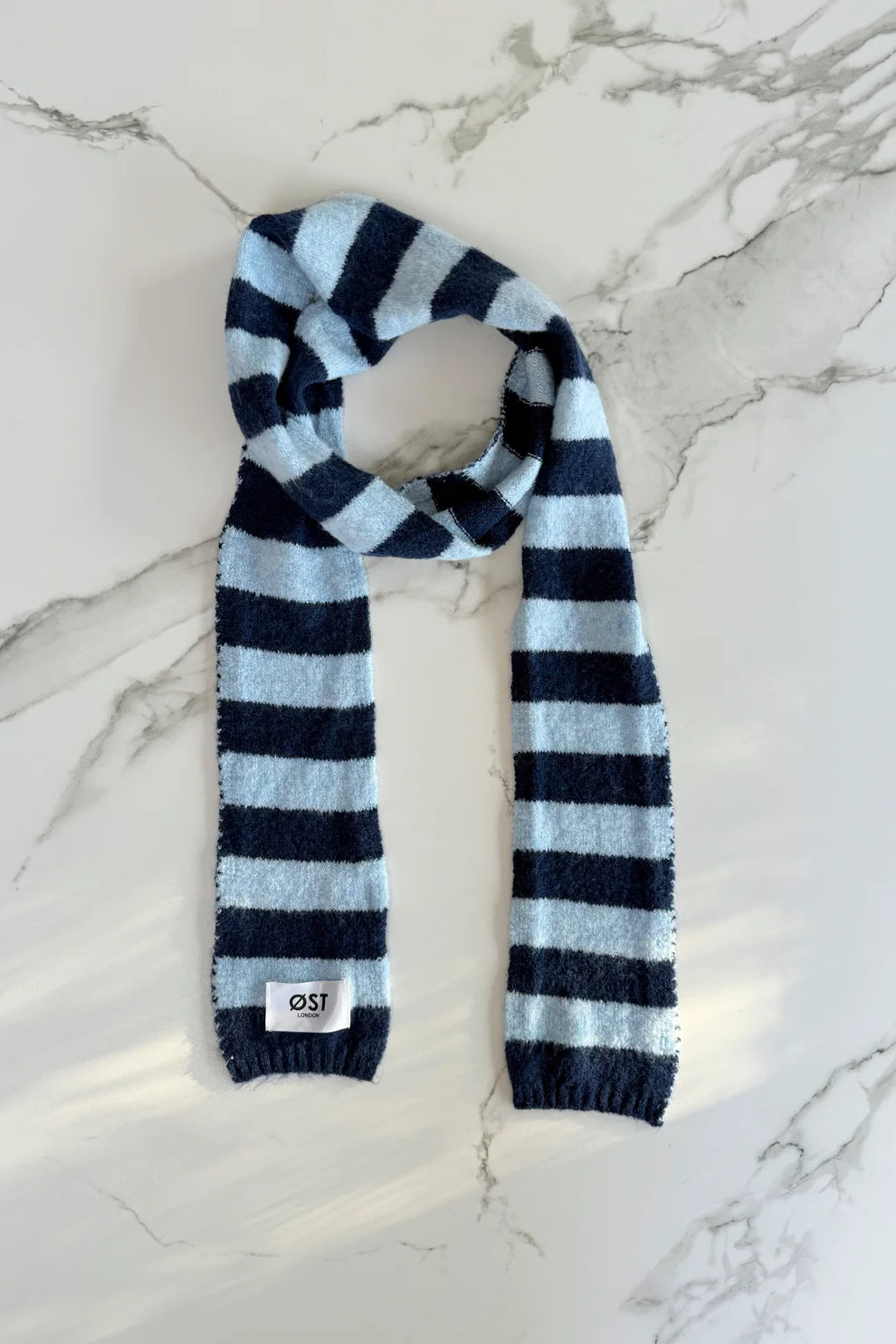 Gunhild Long Striped Scarf -Navy/Blue