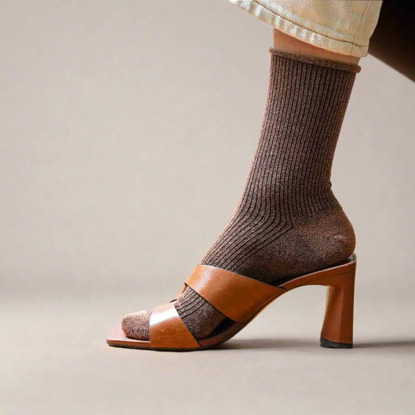 Klue Lurex Socks Camel Brown