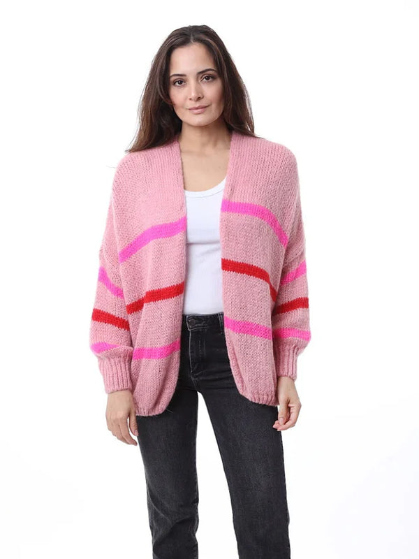 Striped cardigan - Coral / Pink