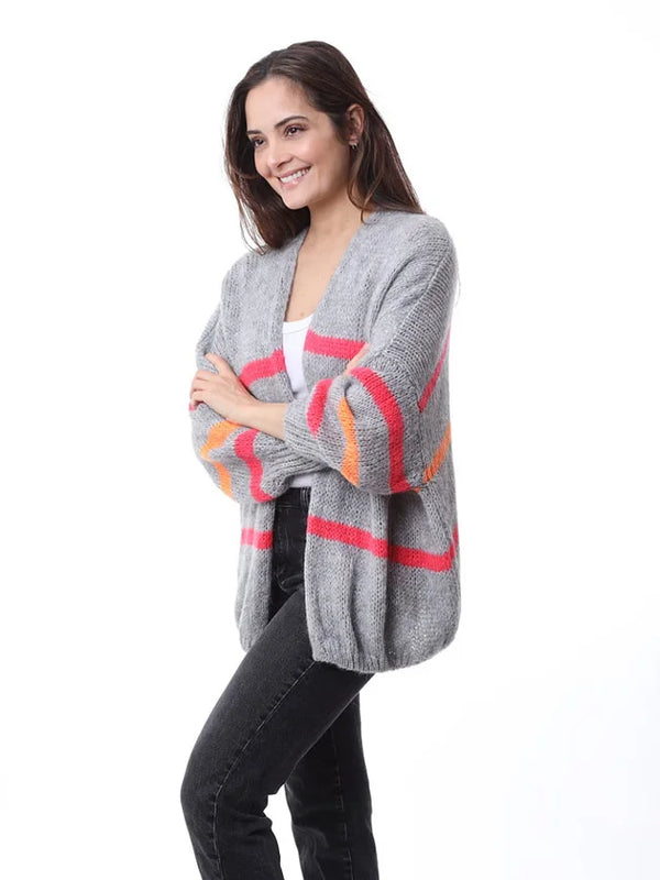 Striped cardigan - Grey