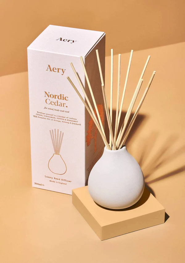 Aery Nordic Cedar Reed Diffuser - Cedar, Cinnamon and Bergamot