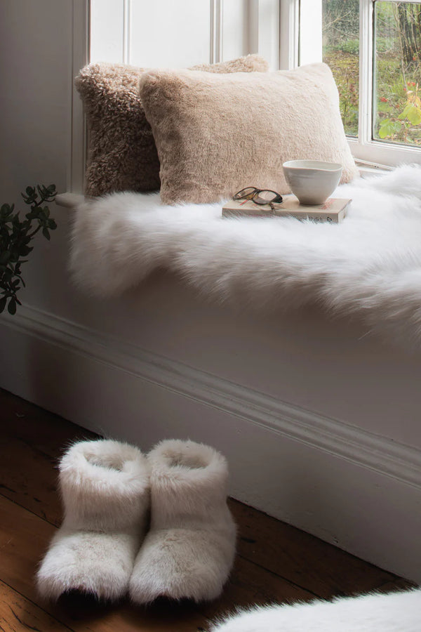 Faux Sheepskin Slipper Boots- Cream