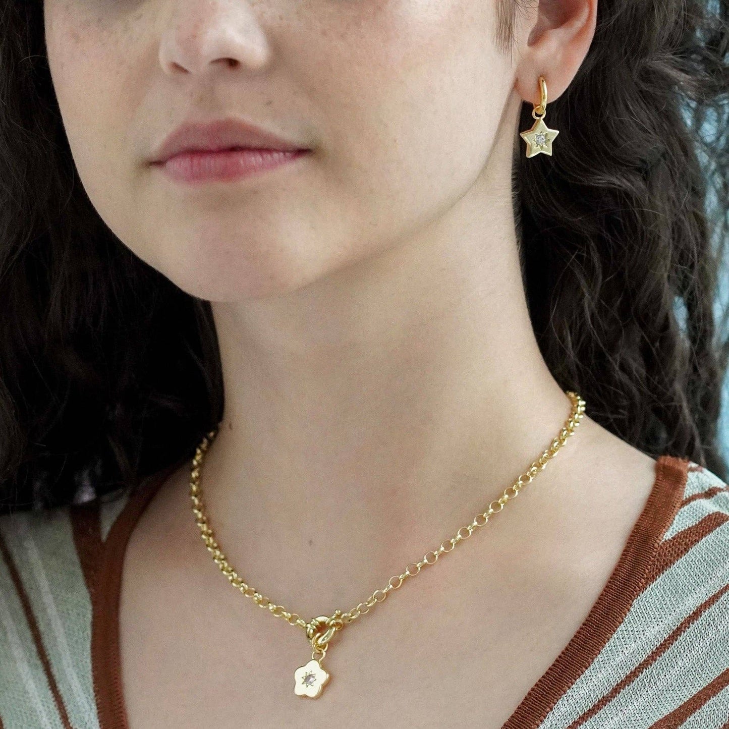 Shooting Star Charm Hoop Earrings