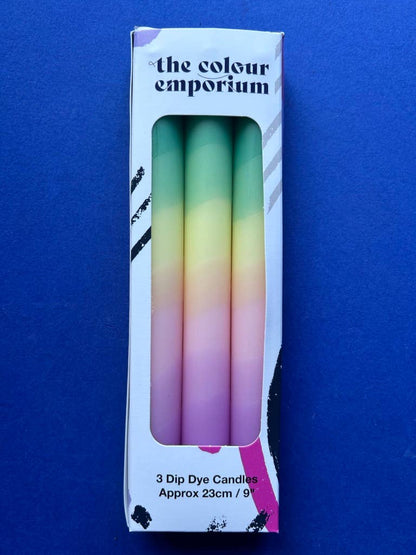 UNICORN RAINBOWS Dip Dye Dinner Candles Trio