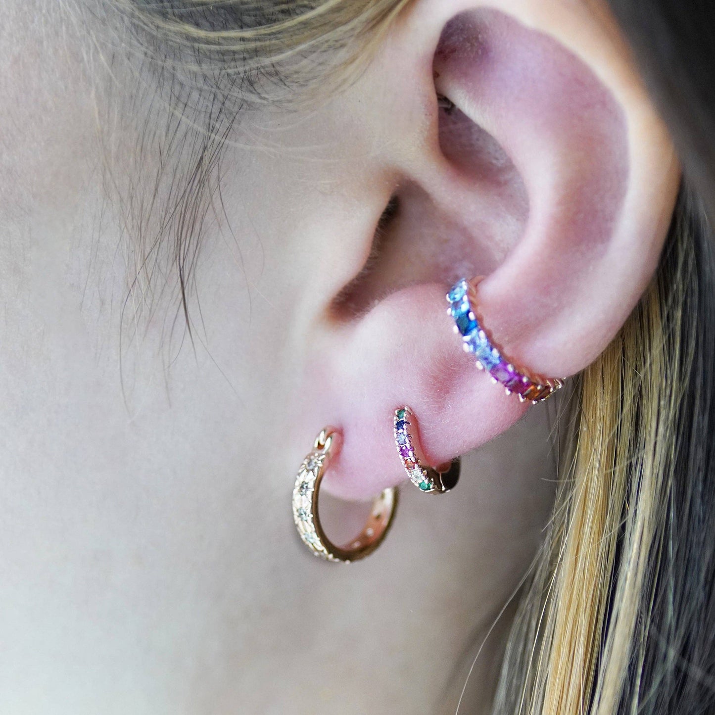 Champagne Crystal Jewelled Hoop Earrings