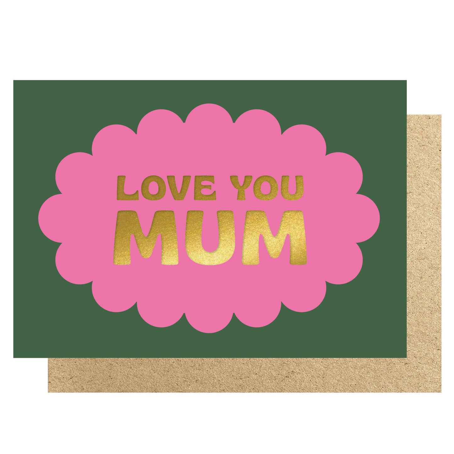 Love you Mum scallop gold foil card