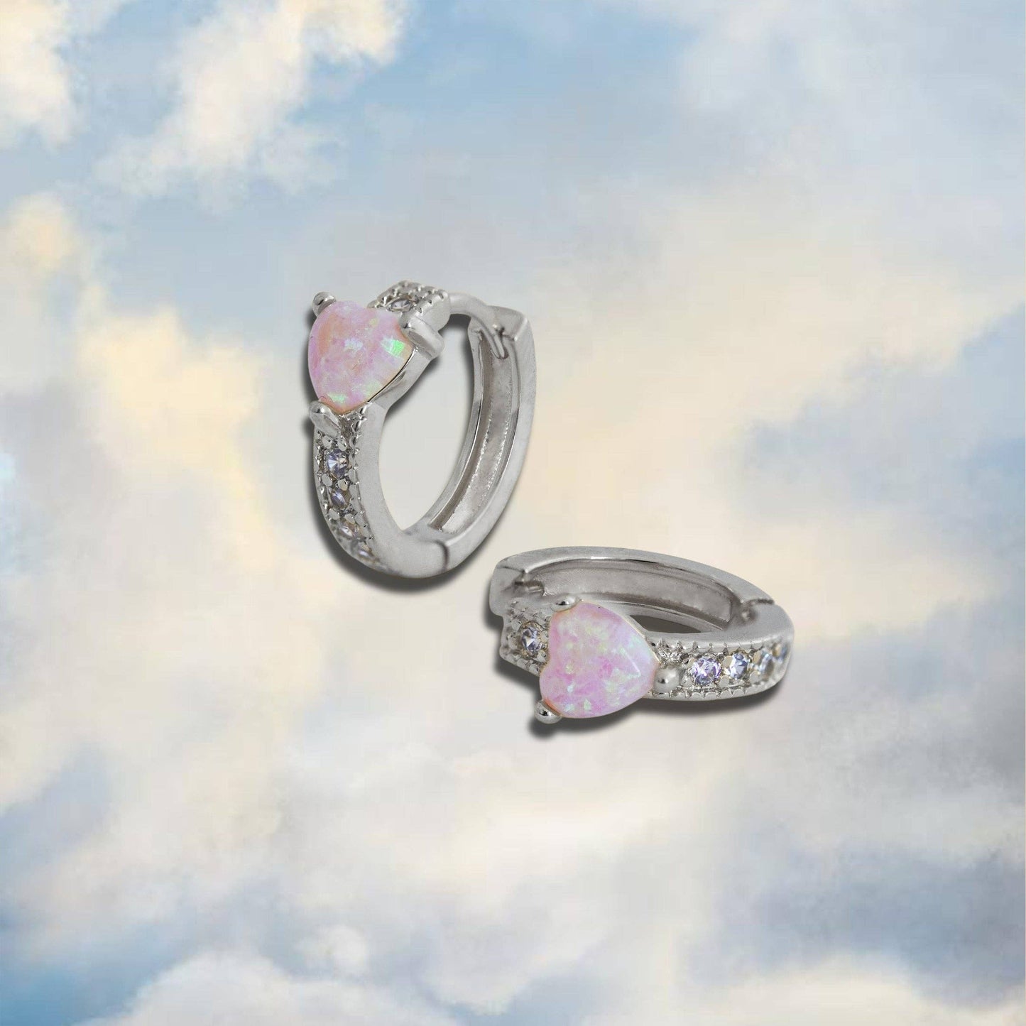 Moonstone Heart Hoop Earrings