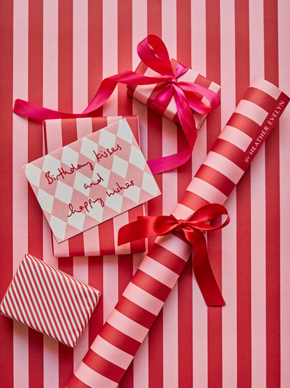 Classic Stripe Gift Wrap Red & Pink