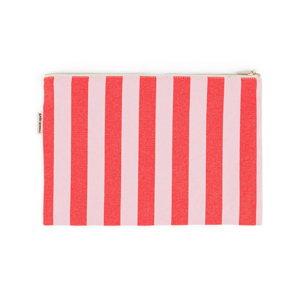 LILI FLAT POUCH STRIPES TOMATO / CANDY PINK
