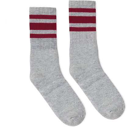 SOCCO Maroon Striped Crew | Heather Grey