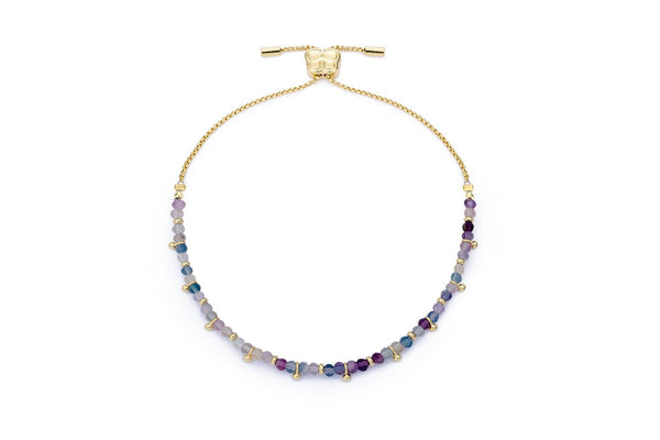 Harmony Gold & Rainbow Fluorite Bead Bracelet