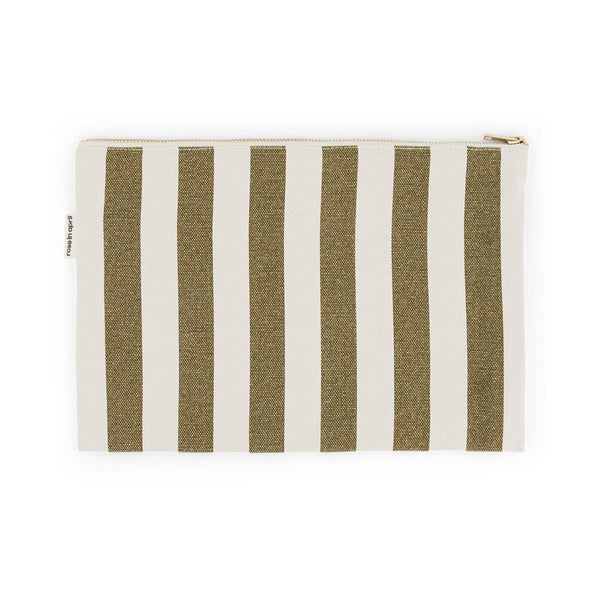 LILI FLAT POUCH STRIPES OLIVE / GREIGE