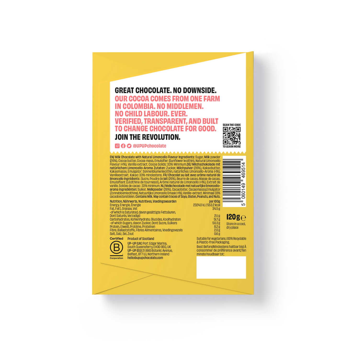 Limoncello Milk Chocolate Bar 120G/4.2OZ