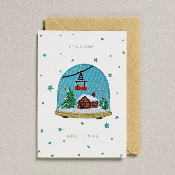 Patch Cards Snow Dome Seasons Greetings