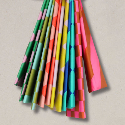 Luxury Tissue Paper Chequerboard/Diagonal - Ginger/Fl Pink