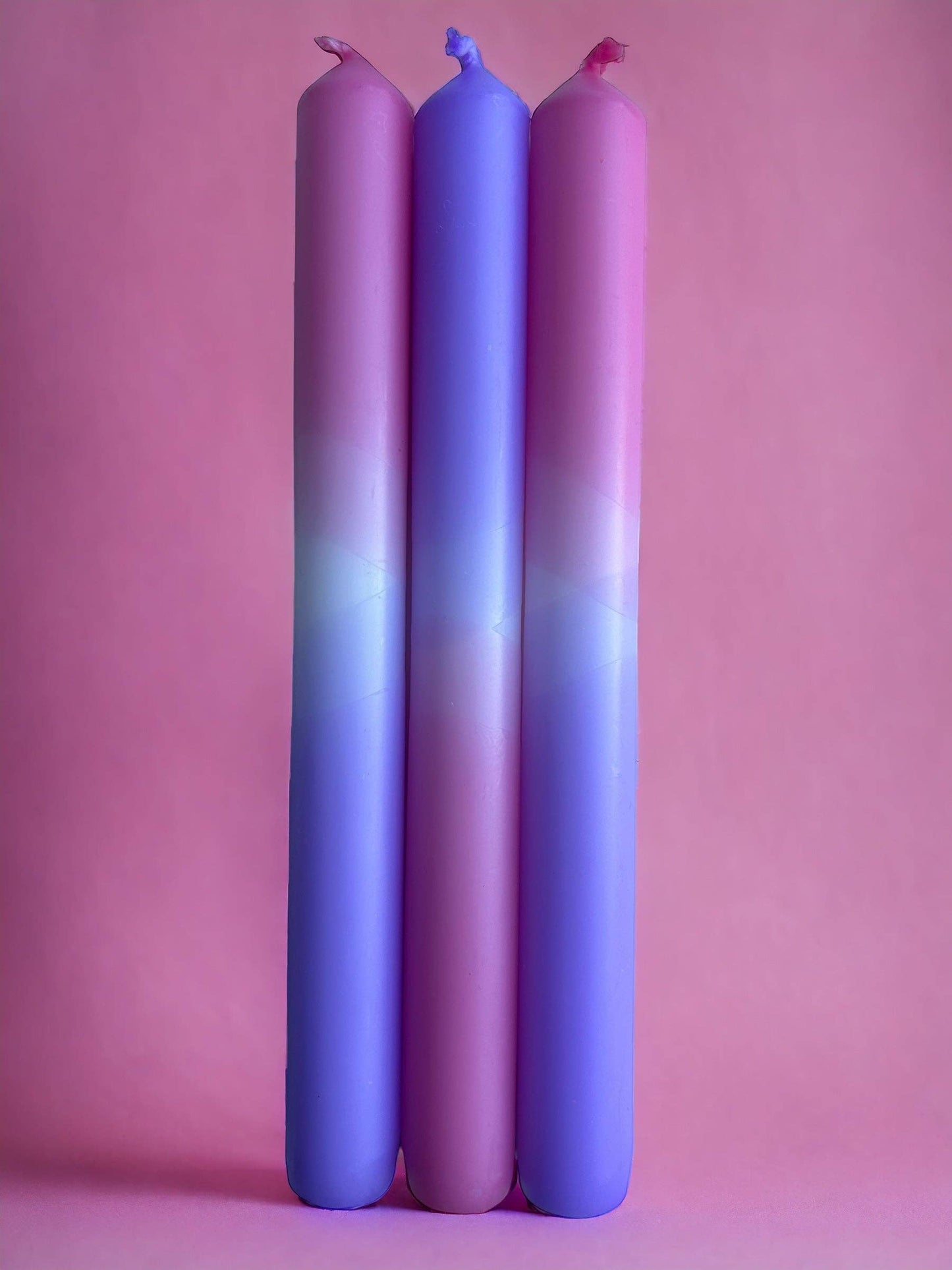 PINK PETALS Dip Dye Dinner Candles Trio