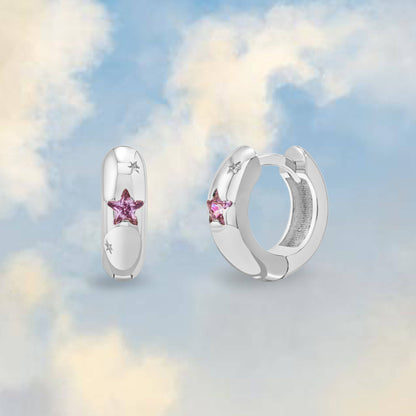 Star Stone Petite Hoop Earrings