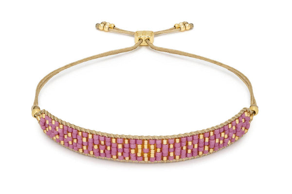 Maya Gold & Pink Beaded Friendship Bracelet
