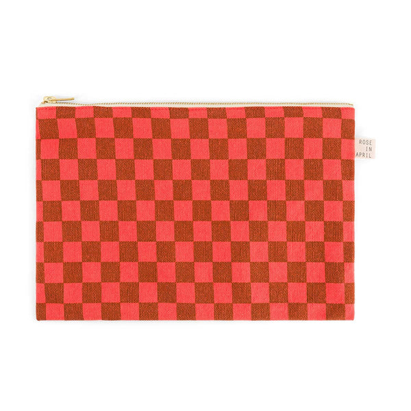 LILI FLAT POUCH CHECKERBOARD CORAL