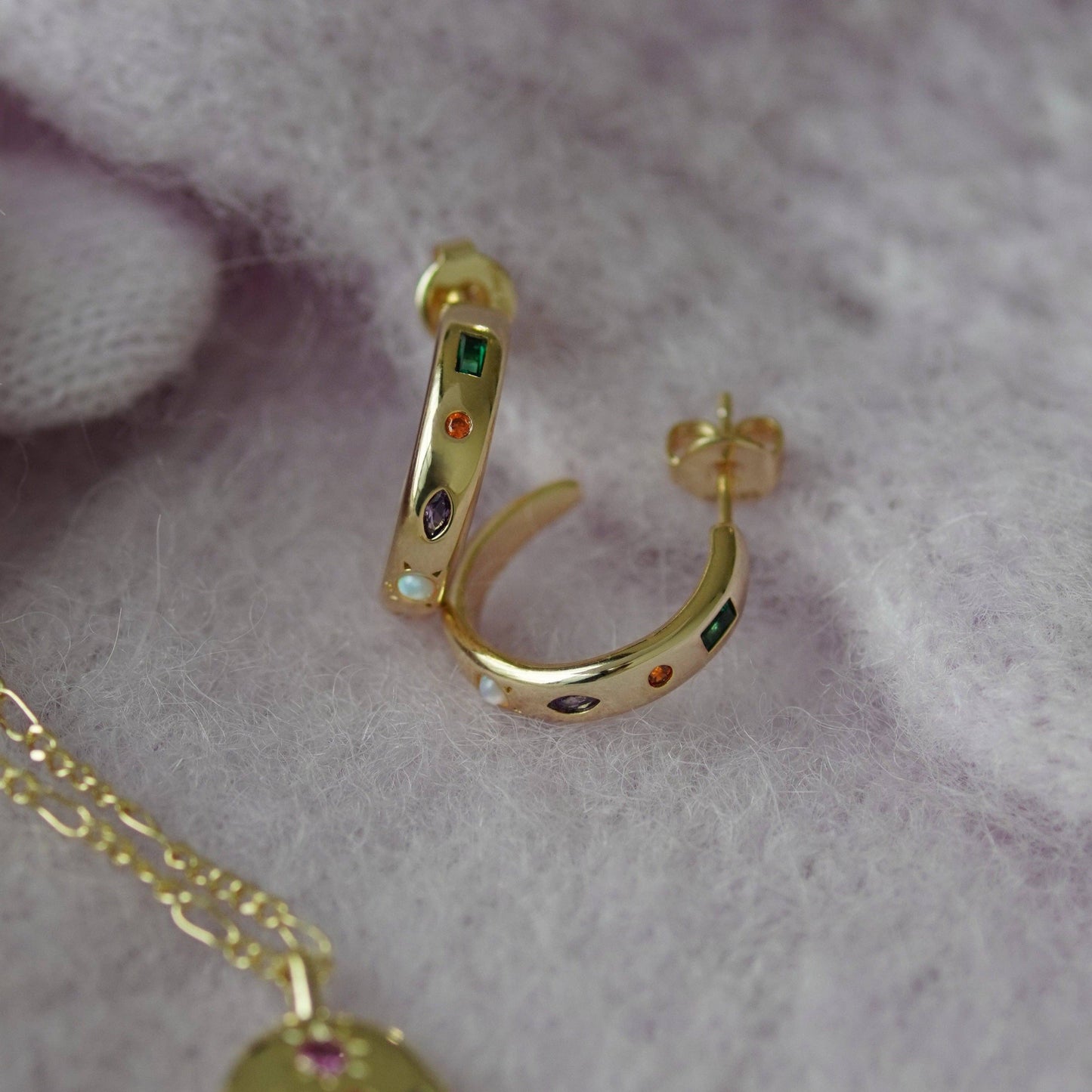 Kaleidoscope Gemstone Hoop Earrings