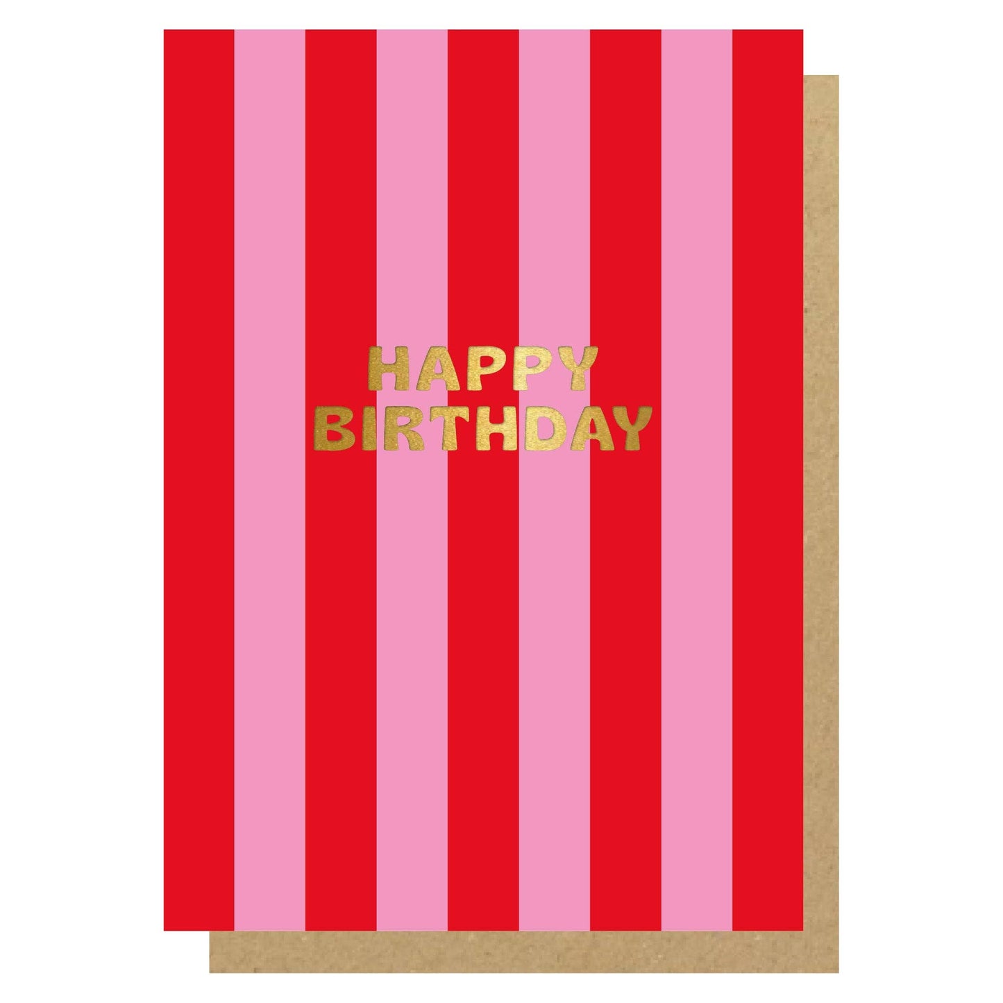 Happy Birthday pink & red stripe card