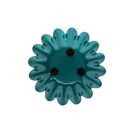 Enamel Cupped Flower Candle Holder - Blue