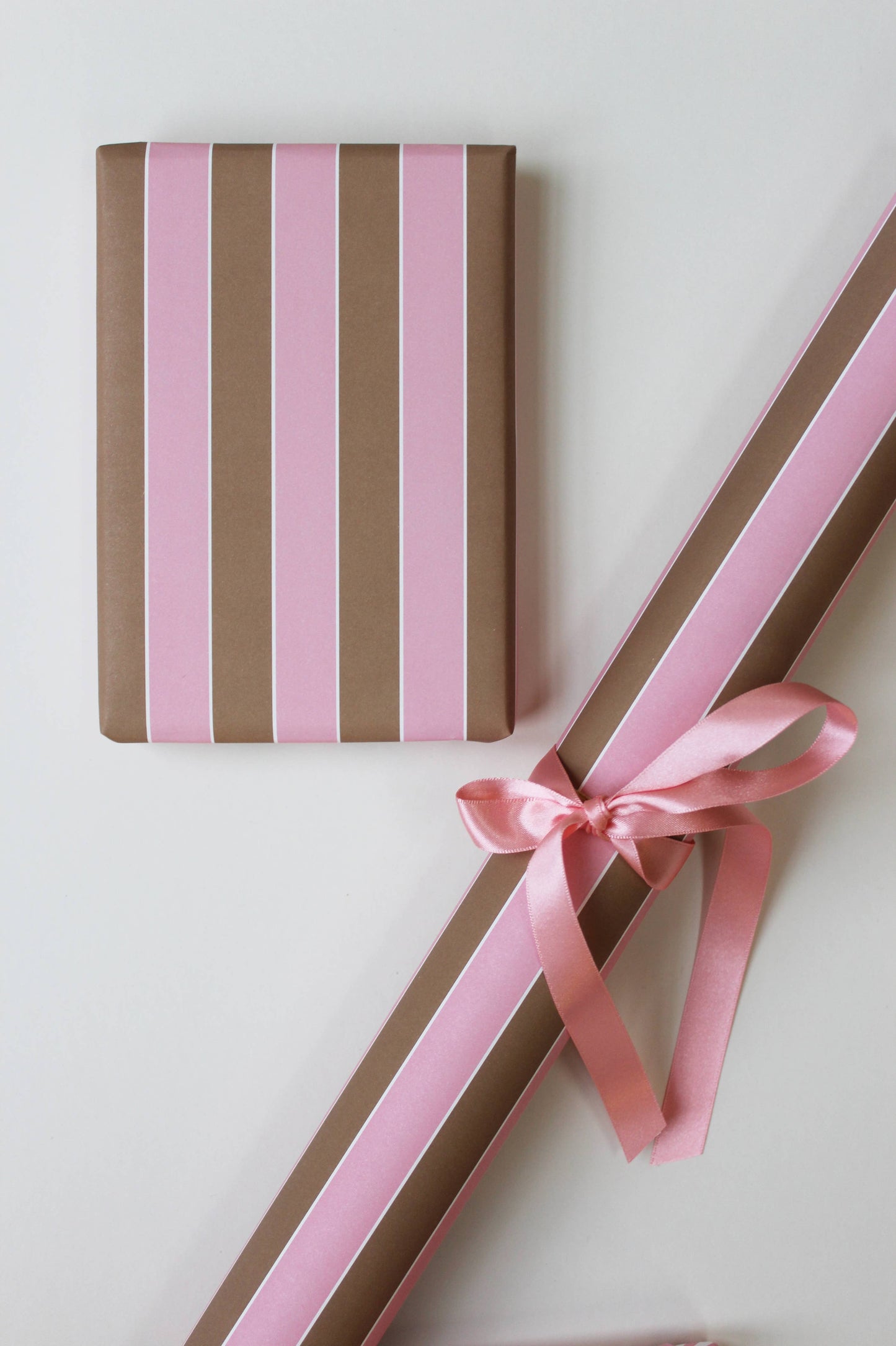 Southwold Stripe Gift Wrap Pink & Brown