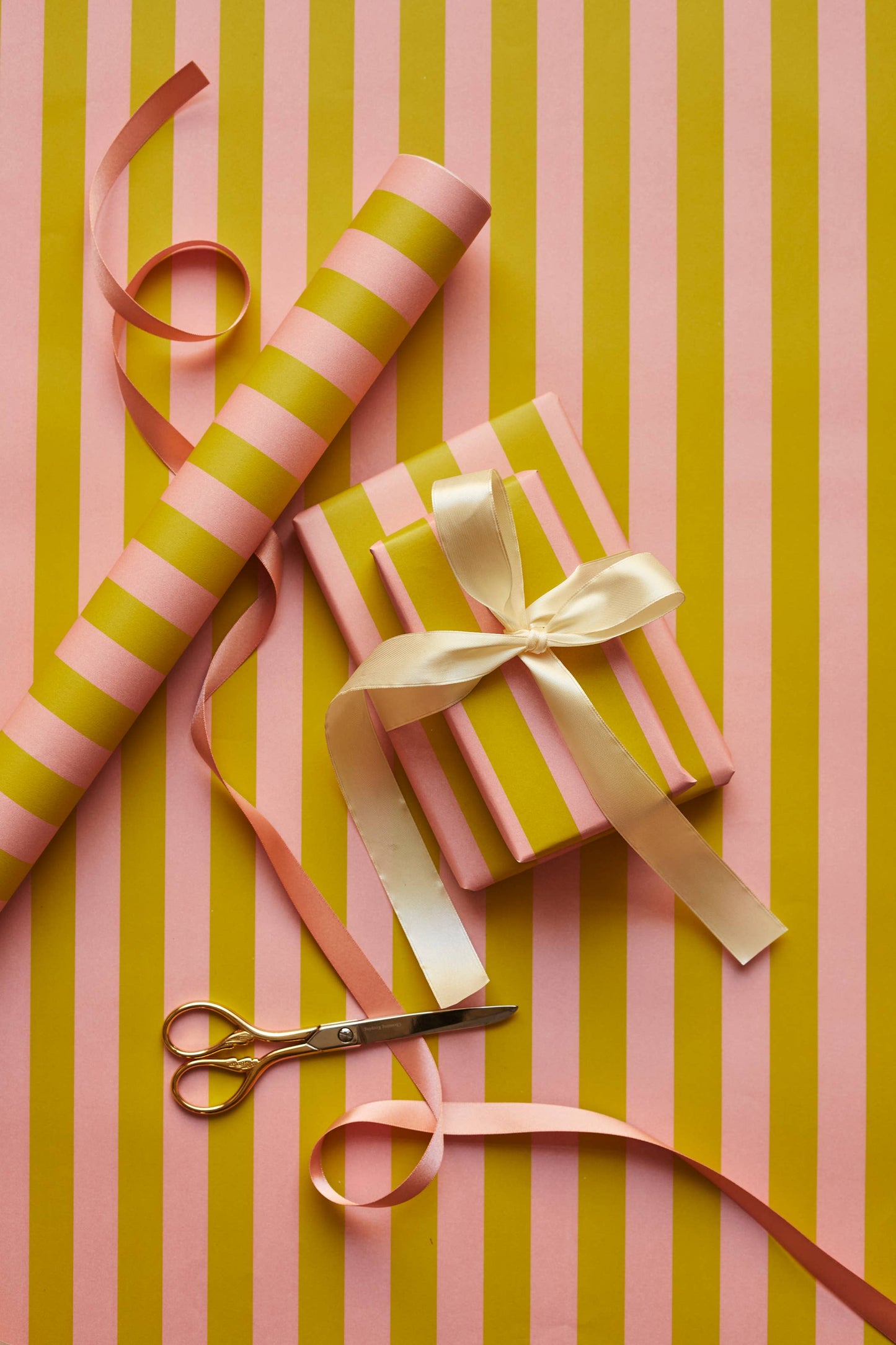 Classic Stripe Gift Wrap Green & Pink