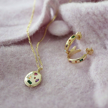 Kaleidoscope Gemstone Hoop Earrings