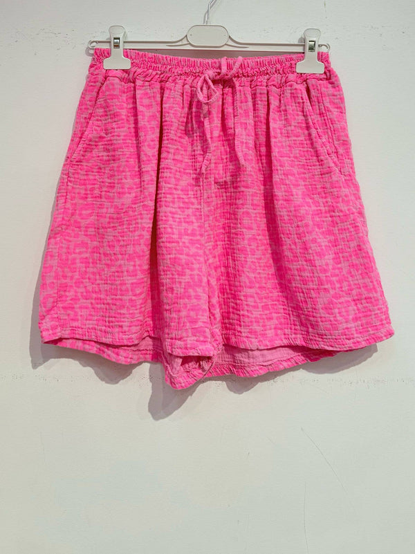 Printed shorts in cotton gauze 2538-SMALL LEOPARD