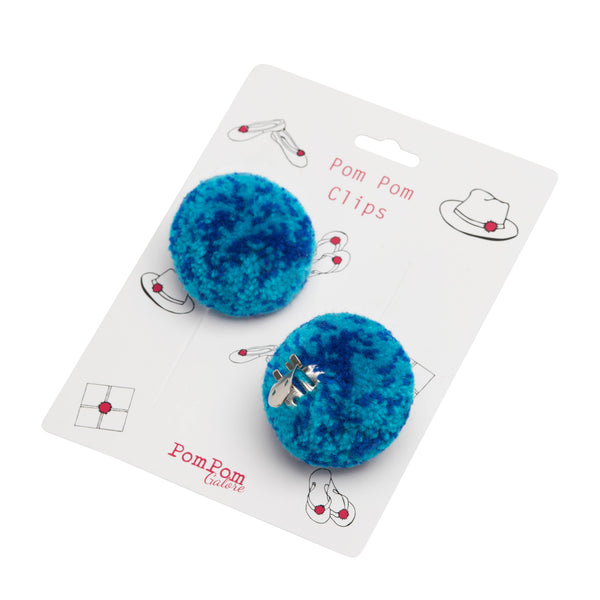 Pom Pom Shoe Clips 2  Large  Speckle Blue
