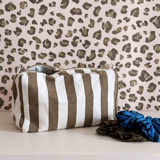 VIC TOILETRY BAG STRIPES OLIVE / GREIGE