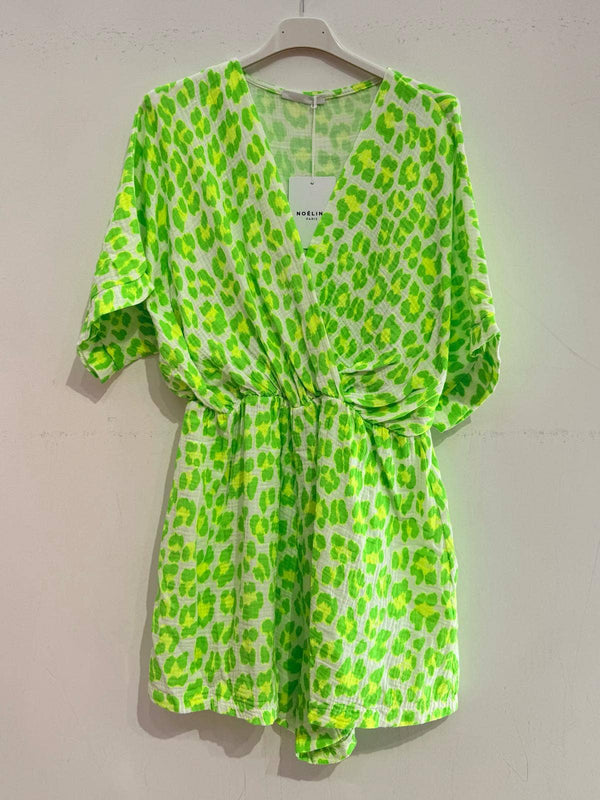Cotton gauze playsuit 2687-BIG LEOPARD