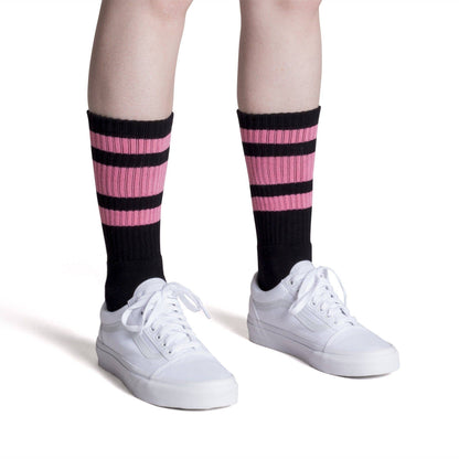 SOCCO Crew | Black with Pink Stripes
