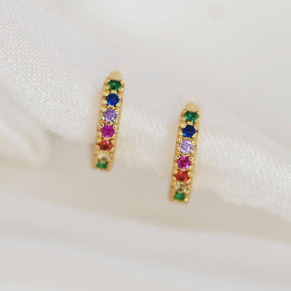 Rainbow Huggie Hoop Earrings