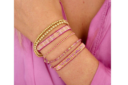 Matira Gold & Fuchsia Beaded Friendship Bracelet