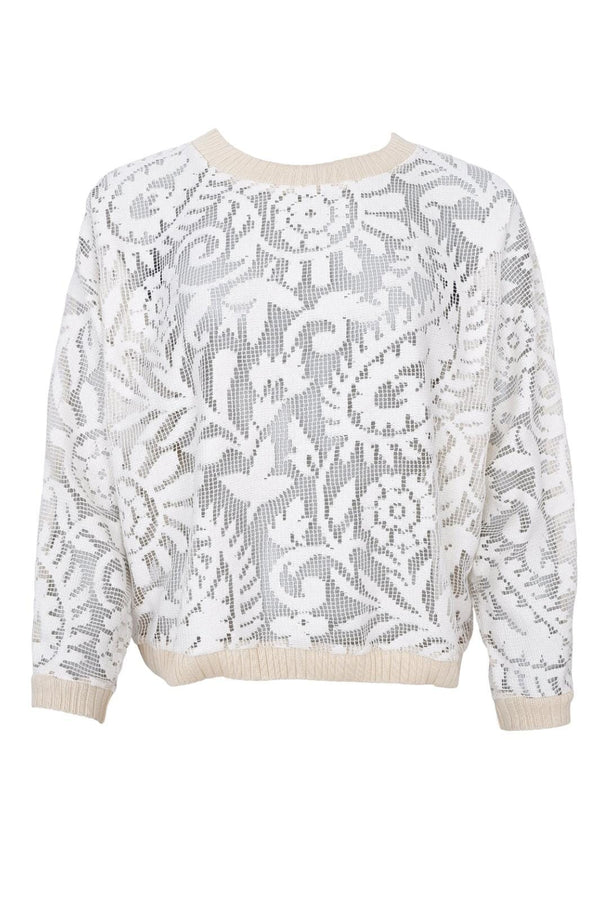 Black Colour Esther Lace Sweatshirt - Off White