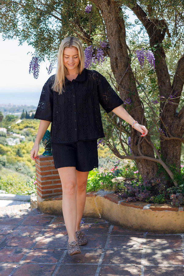 Milos Lace Shorts Black