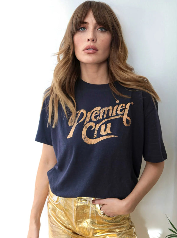 FWP by Rae Premier Cru Retro Linen Blend Faded Black Tee