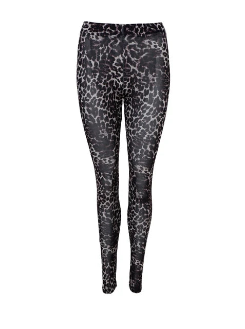 Black Colour Annie Mesh Leggings - Gray Leo