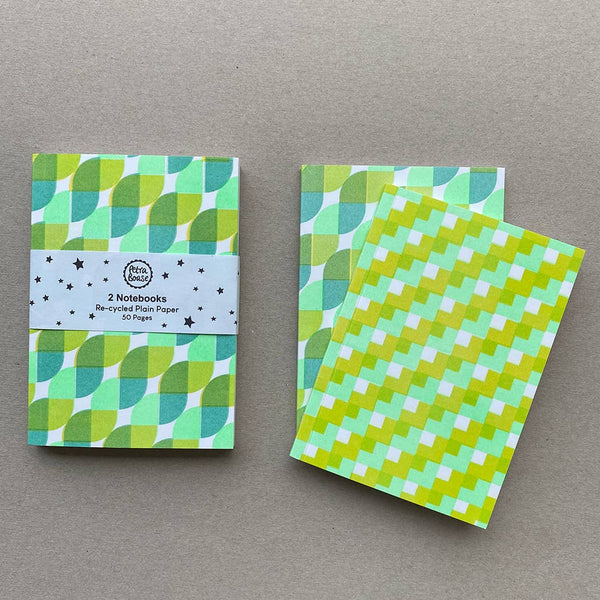 2 Riso Printed Notebooks- Acid Green/Mint