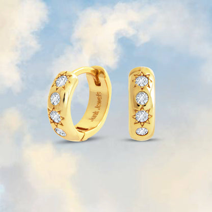 White Stone Petite Hoop Earrings