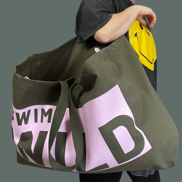 Jumbo Swim Wild  Bag - Olive/ Pink