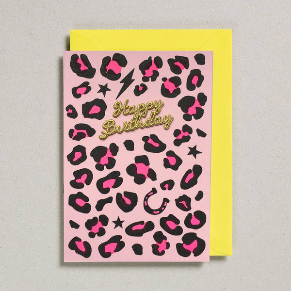 Animal Print Card - Pink Happy Birthday